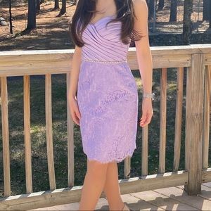 Lilac cocktail dress with matching shawl and de-attachable straps size 2